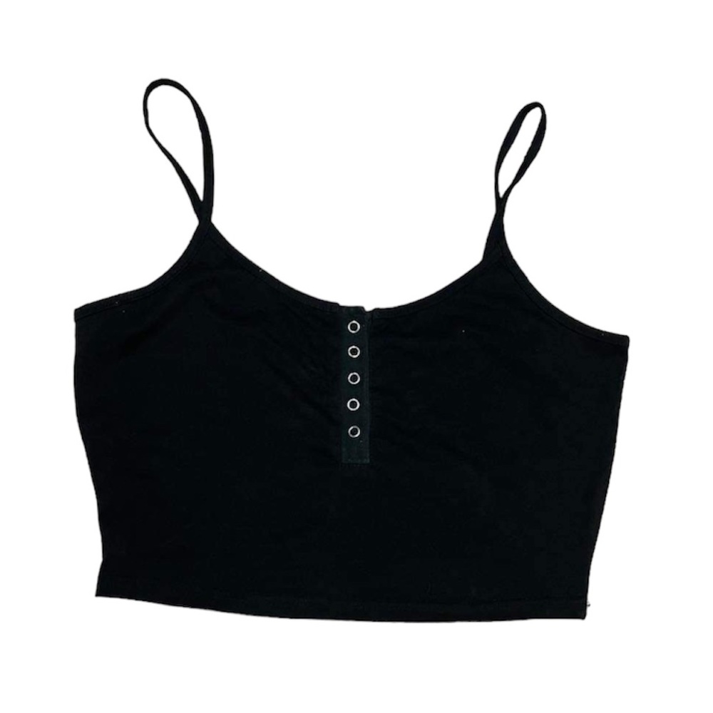 Romwe Plain Basic Staple Buttoned Simple Cropped Tank Top (size L)